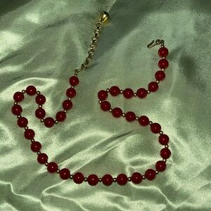 Monet red and gold beaded necklace